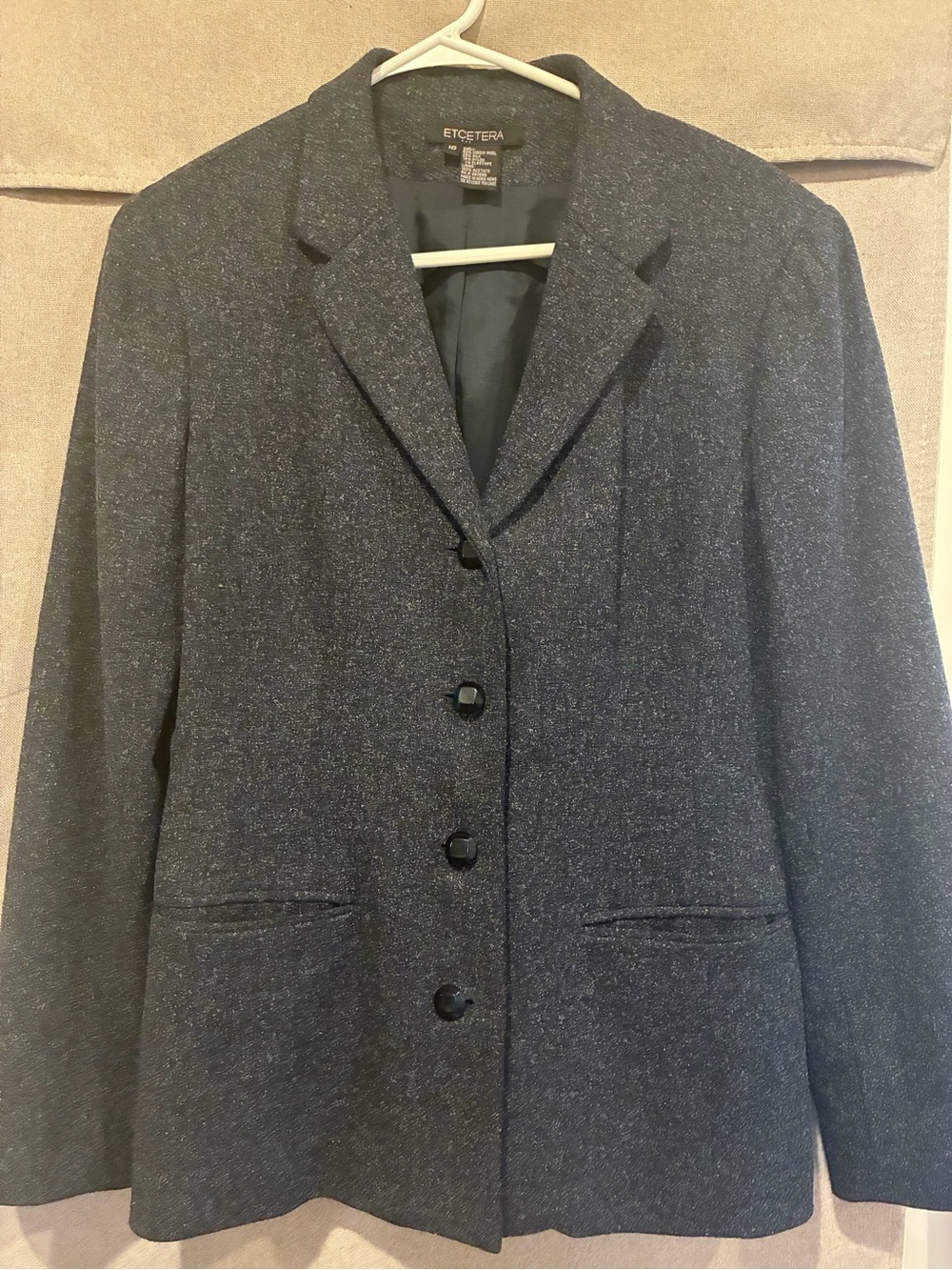 Etcetera Navy Textured Wool Blend Blazer
